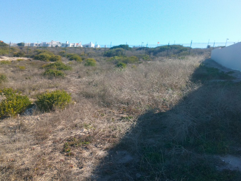A vacant residential plot featuring natural vegetation, perimeter fencing, and a side retaining wall, offering potential for future development.