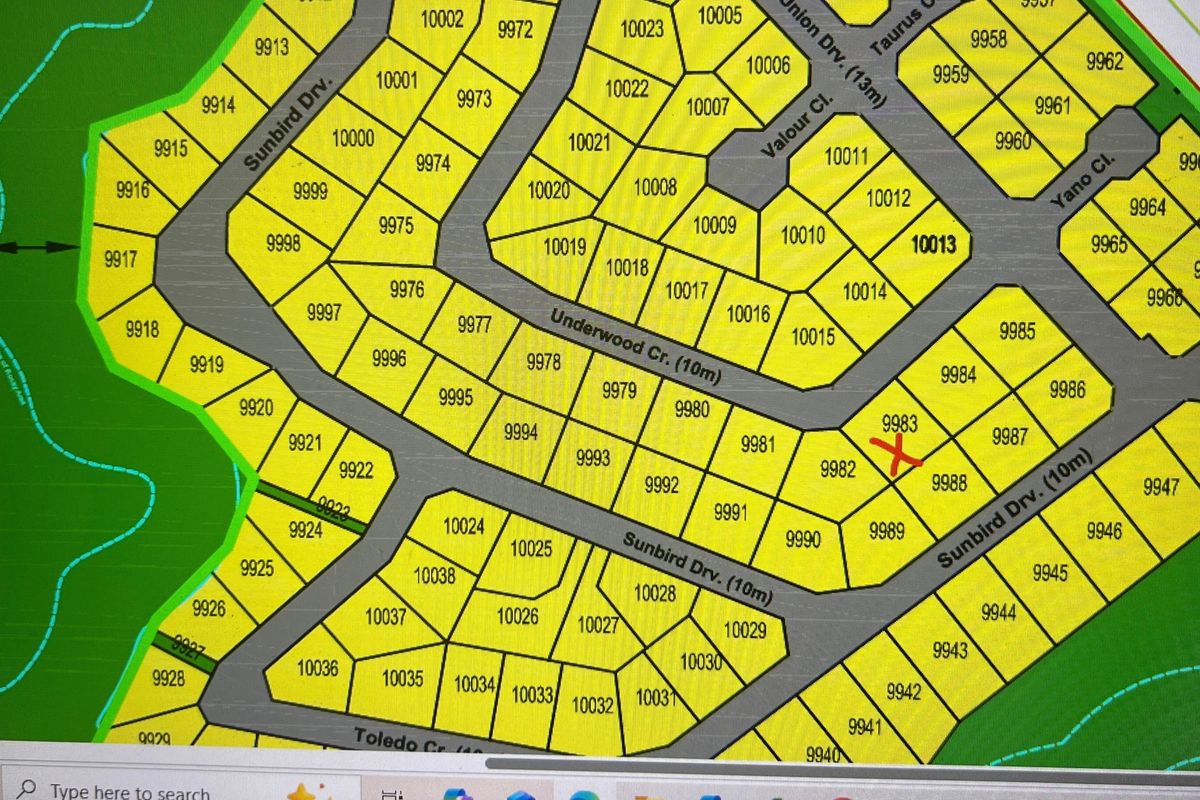 A digital site map or subdivision plan showing residential plot layouts and street access for the development area.