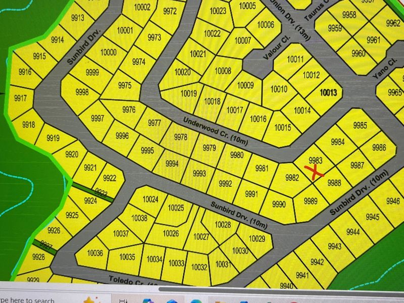 A digital site map or subdivision plan showing residential plot layouts and street access for the development area.