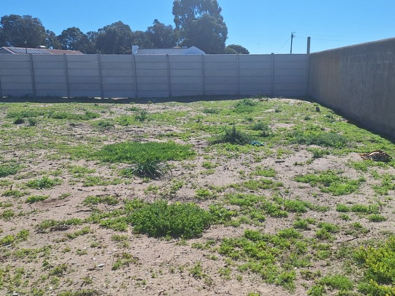 A vacant residential plot featuring a precast concrete boundary wall and a retaining wall, with natural ground cover and vegetation.