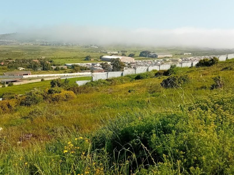 Elevated view overlooking the surrounding landscape, natural vegetation, and distant residential area with a boundary wall visible in the mid-ground.