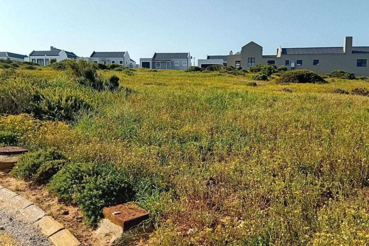 A vacant residential plot covered in natural vegetation, featuring visible utility access points and kerbing, situated in a developed residential estate.