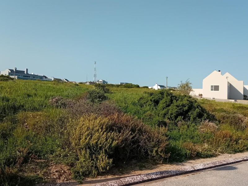 A view of a vacant residential plot featuring natural vegetation, adjacent to a paved road in a coastal neighborhood setting.