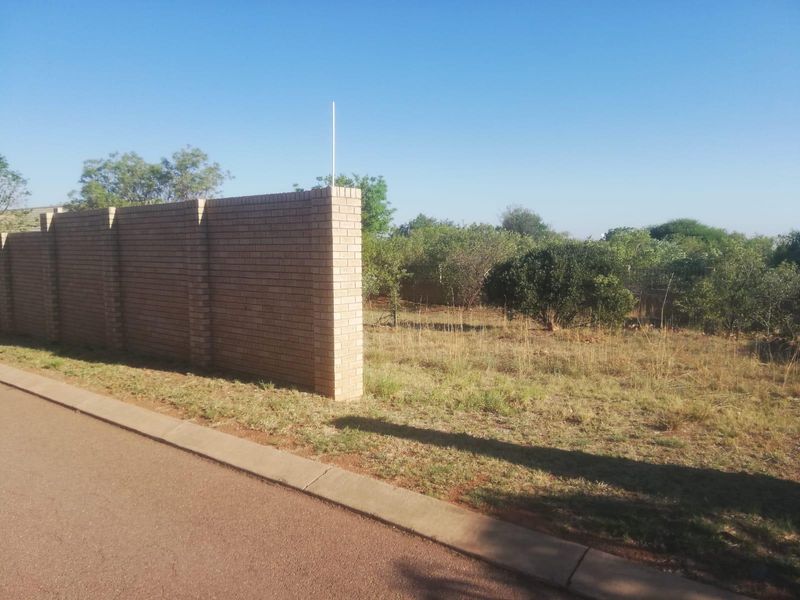 A vacant residential plot featuring a brick boundary wall, adjacent to a paved road with concrete curbing and established vegetation.