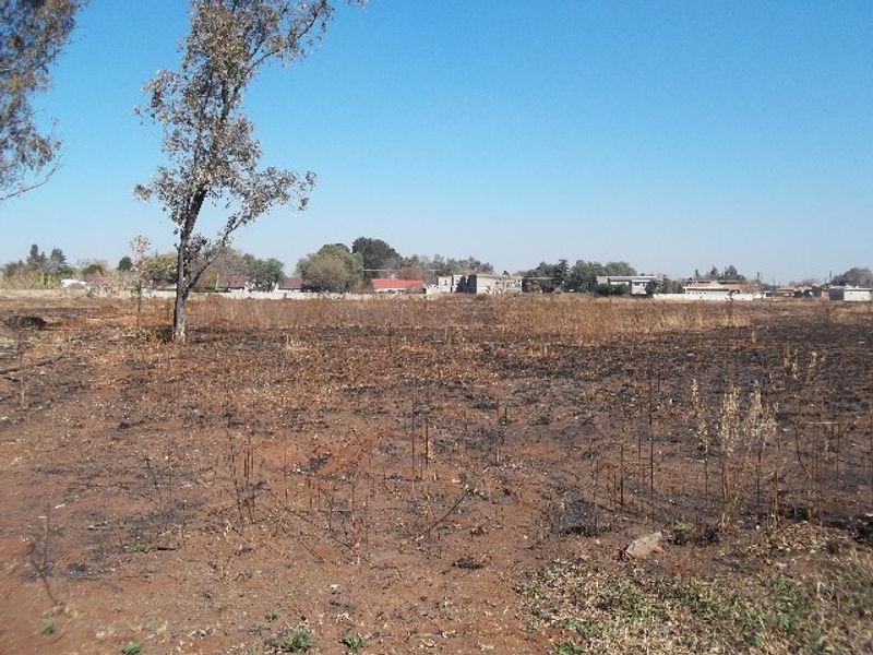 A view of a vacant residential plot featuring dry, scorched earth and sparse vegetation, suitable for future development.