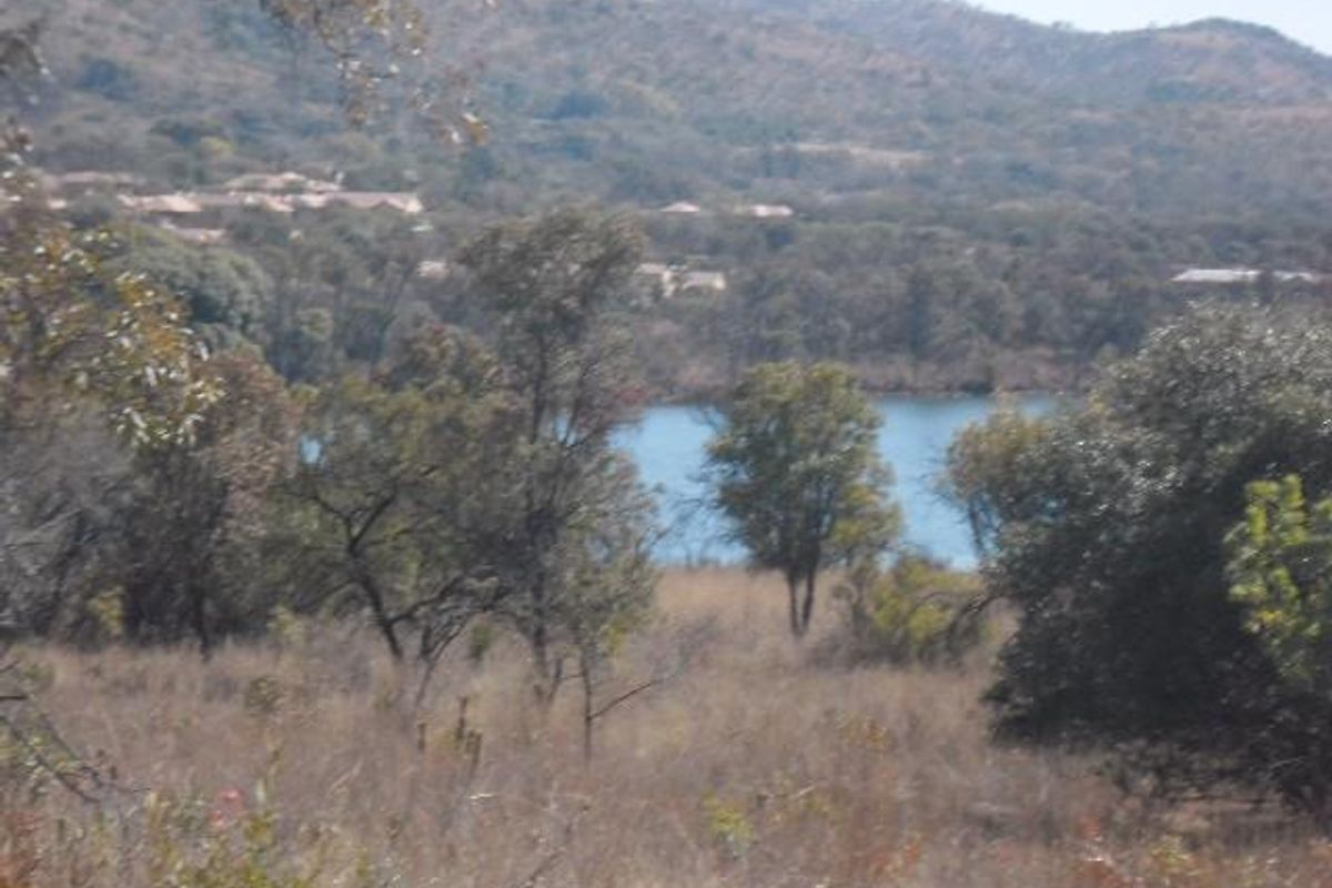 A scenic landscape view featuring natural vegetation, rolling hills, and a lake in the distance.