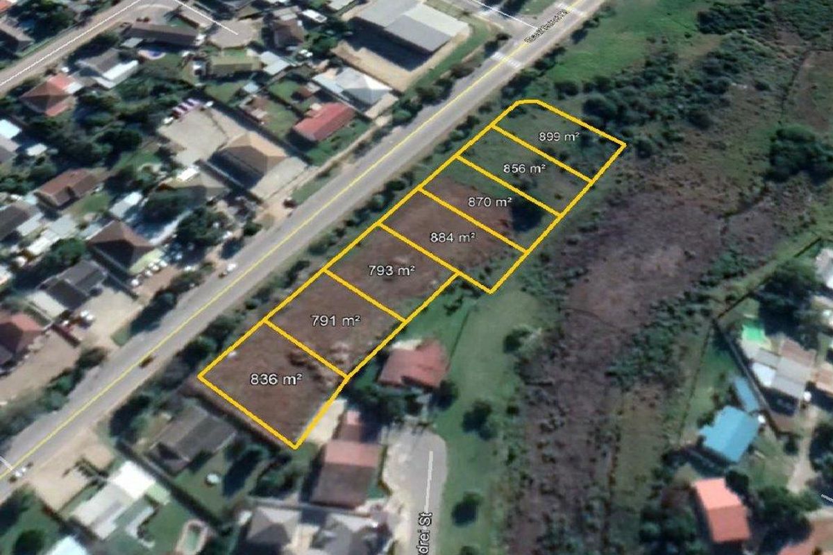 Aerial view of multiple vacant residential land plots with clearly marked boundaries and individual square meter measurements.