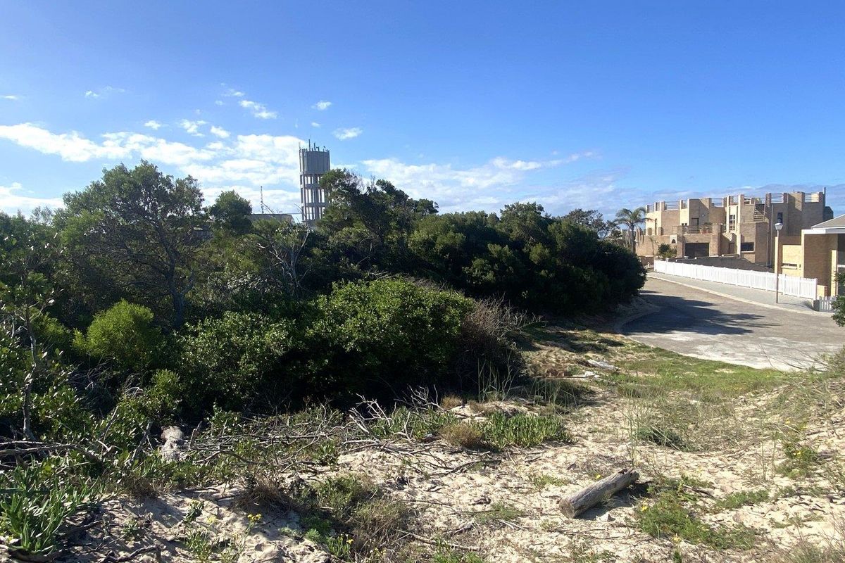 A view of the vacant residential land featuring natural coastal vegetation, sandy terrain, and proximity to established neighborhood infrastructure and paved road access.