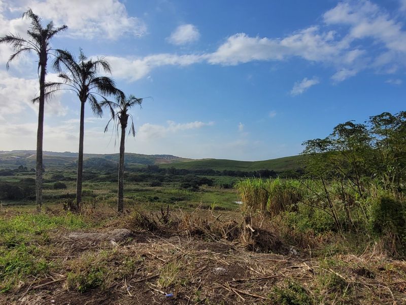 A scenic view overlooking the expansive farm landscape with rolling hills and natural vegetation.