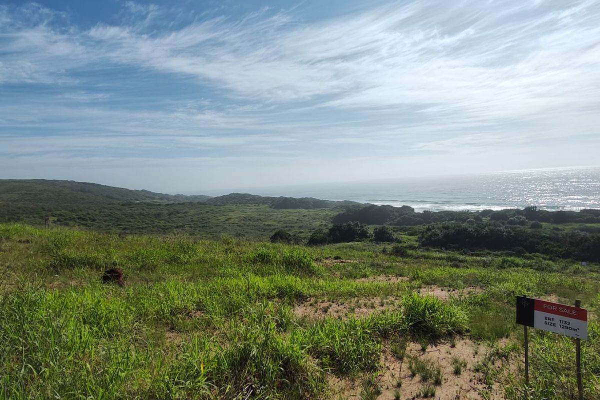 A scenic view of a vacant residential plot featuring natural coastal vegetation and an expansive ocean outlook.