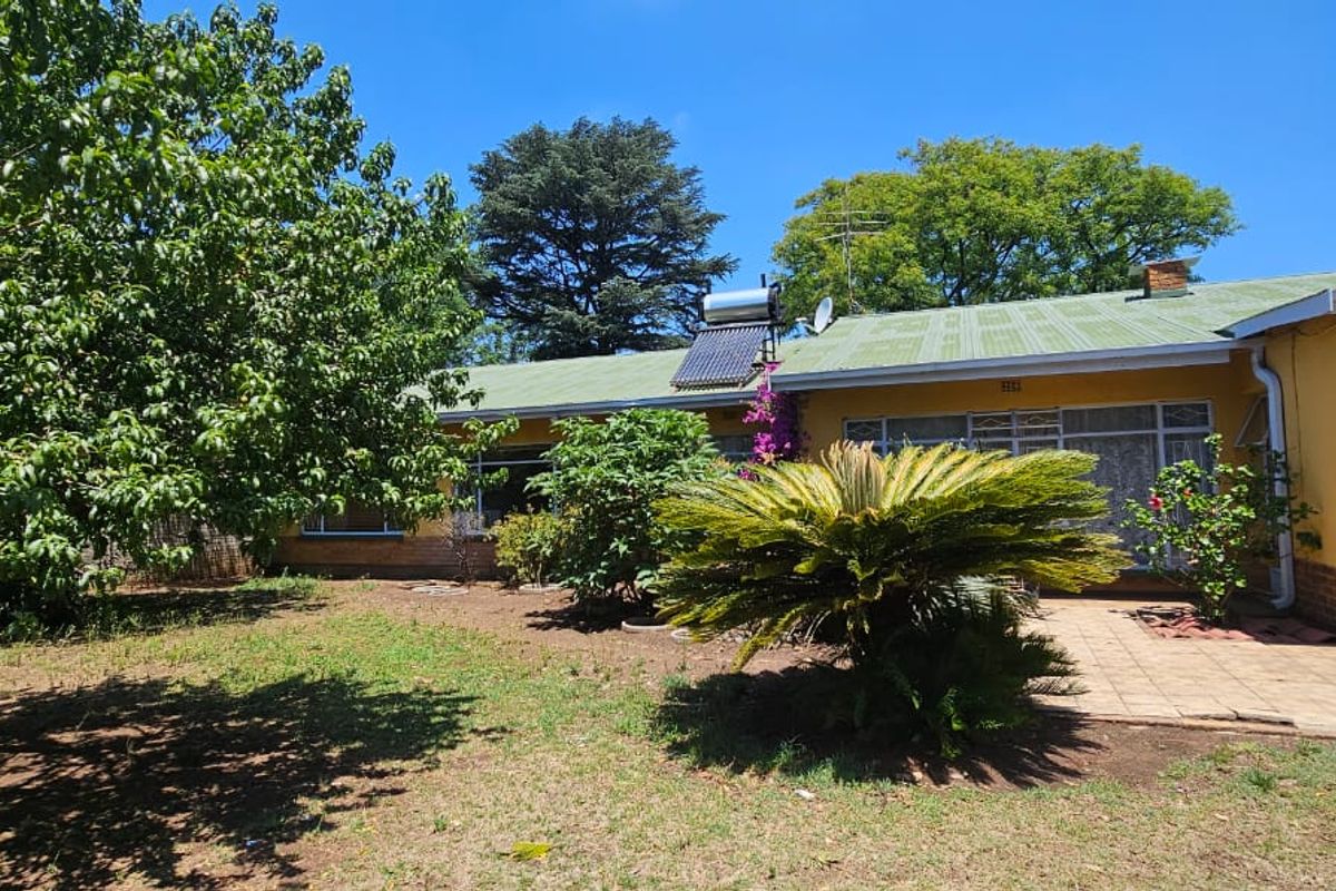 Rear view of the property featuring a paved patio area, established garden, and roof-mounted solar water heating system.