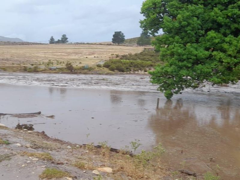 A view of a flooded river landscape on the farm property.