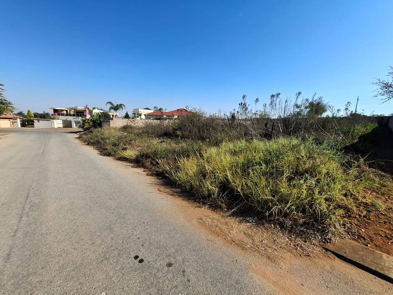 A street-level view of a vacant residential plot featuring natural vegetation and adjacent paved road access in a developed neighborhood.