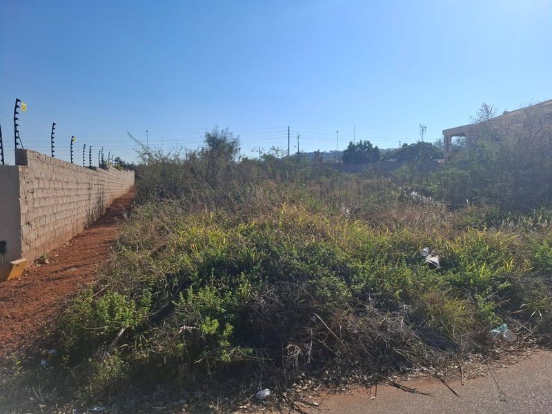 A vacant residential plot featuring a perimeter wall with electric fencing, currently covered in overgrown vegetation.
