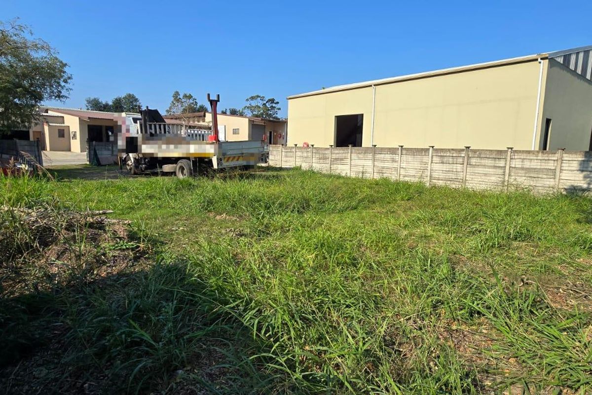 A vacant residential plot featuring overgrown grass, enclosed by precast concrete boundary walls with security razor wire.