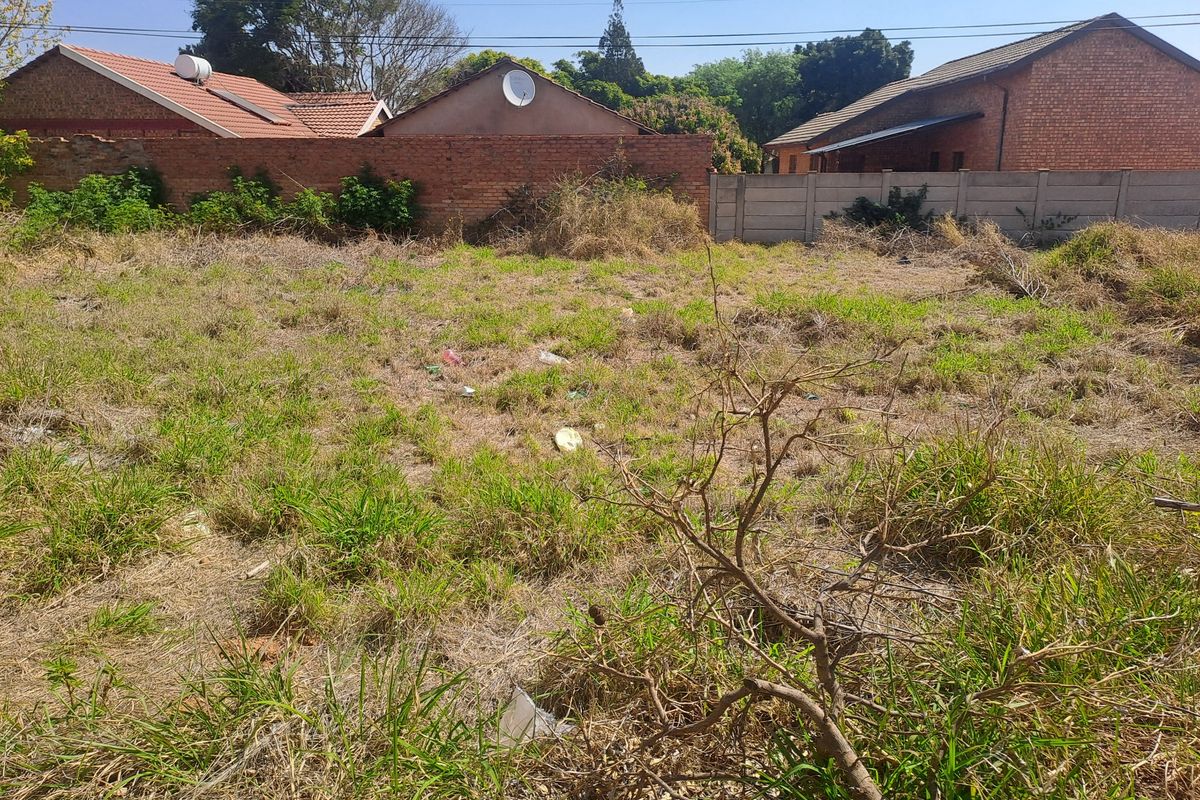 A vacant residential plot featuring overgrown grass and established boundary walls, offering a blank canvas for future development.