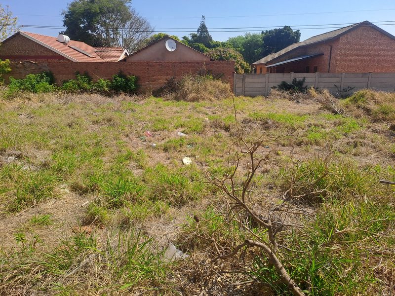 A vacant residential plot featuring overgrown grass and established boundary walls, offering a blank canvas for future development.