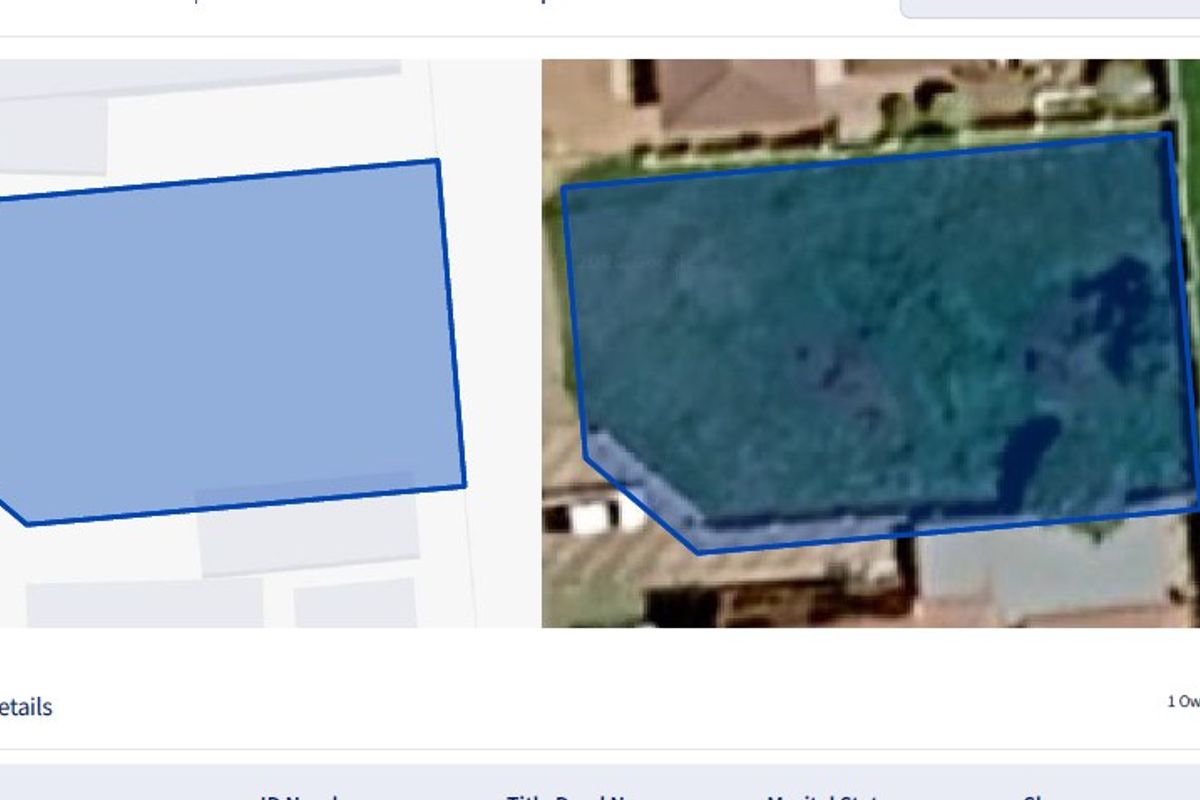 An aerial view showing the boundary layout and satellite perspective of the vacant residential land parcel.