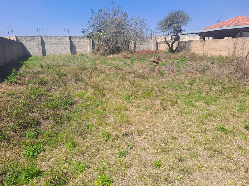 A vacant residential plot featuring perimeter walling with electric fencing and established trees, offering a blank canvas for development.