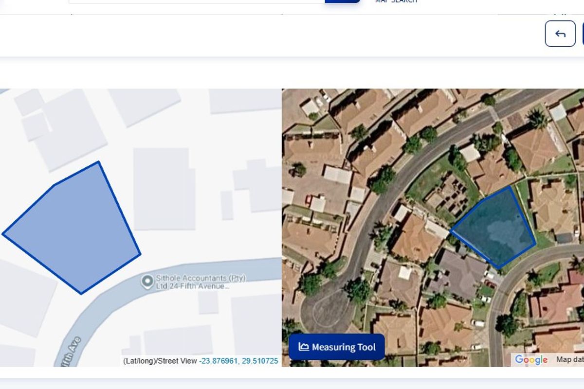 Aerial view showing the location and boundaries of the vacant residential land plot within the established neighborhood.