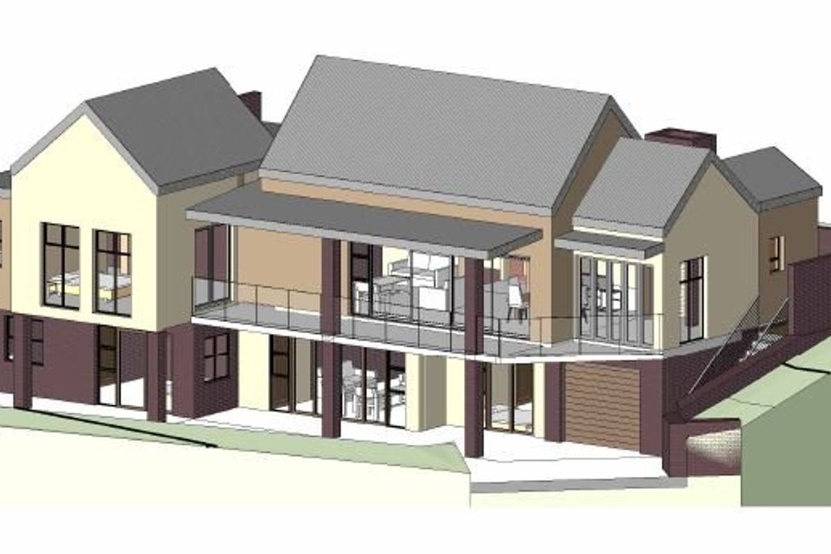 A 3D architectural rendering showing the exterior design, layout, and structural composition of the proposed residential property.