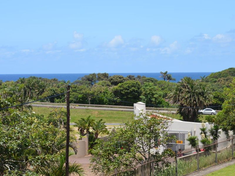 A scenic elevated view overlooking lush coastal vegetation with the ocean visible in the distance.