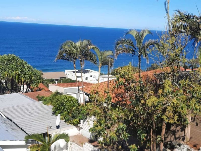 A scenic elevated view overlooking the ocean and surrounding residential rooftops.