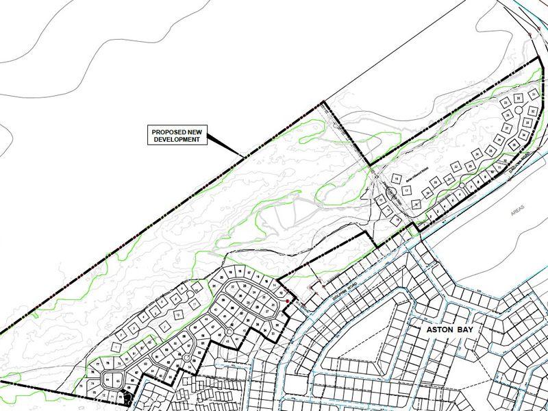 A detailed site development plan showing the proposed residential layout and subdivision boundaries for the Aston Bay area.
