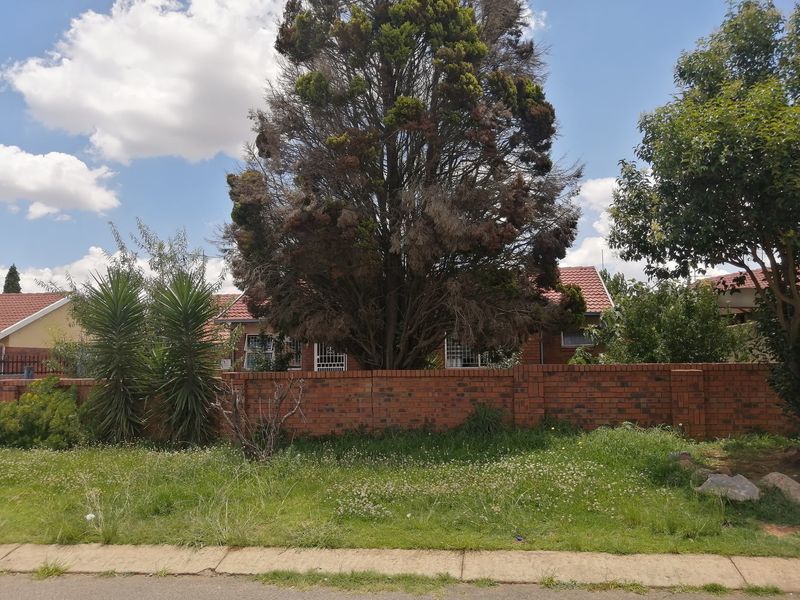 Front view of a residential property featuring a brick boundary wall, tiled roof, and established garden area.