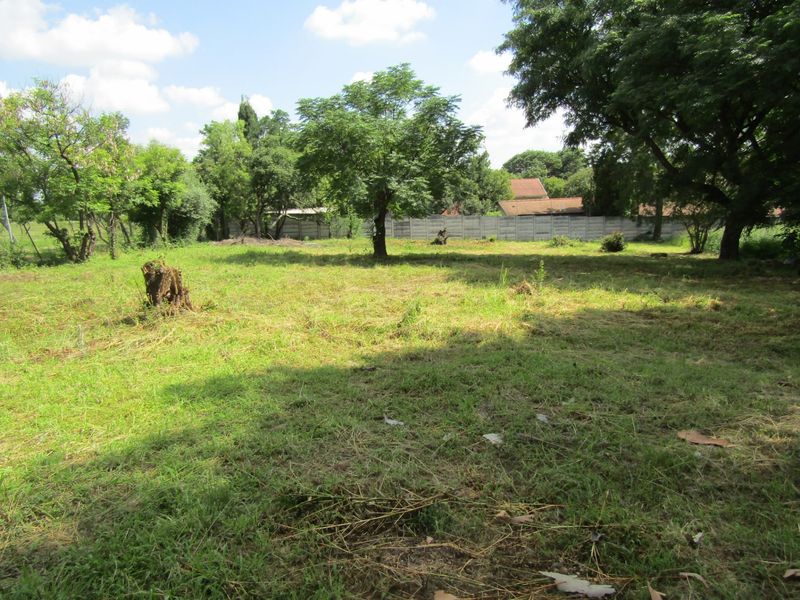 A spacious, level residential plot featuring established trees and a secure precast concrete boundary wall, offering a blank canvas for development.