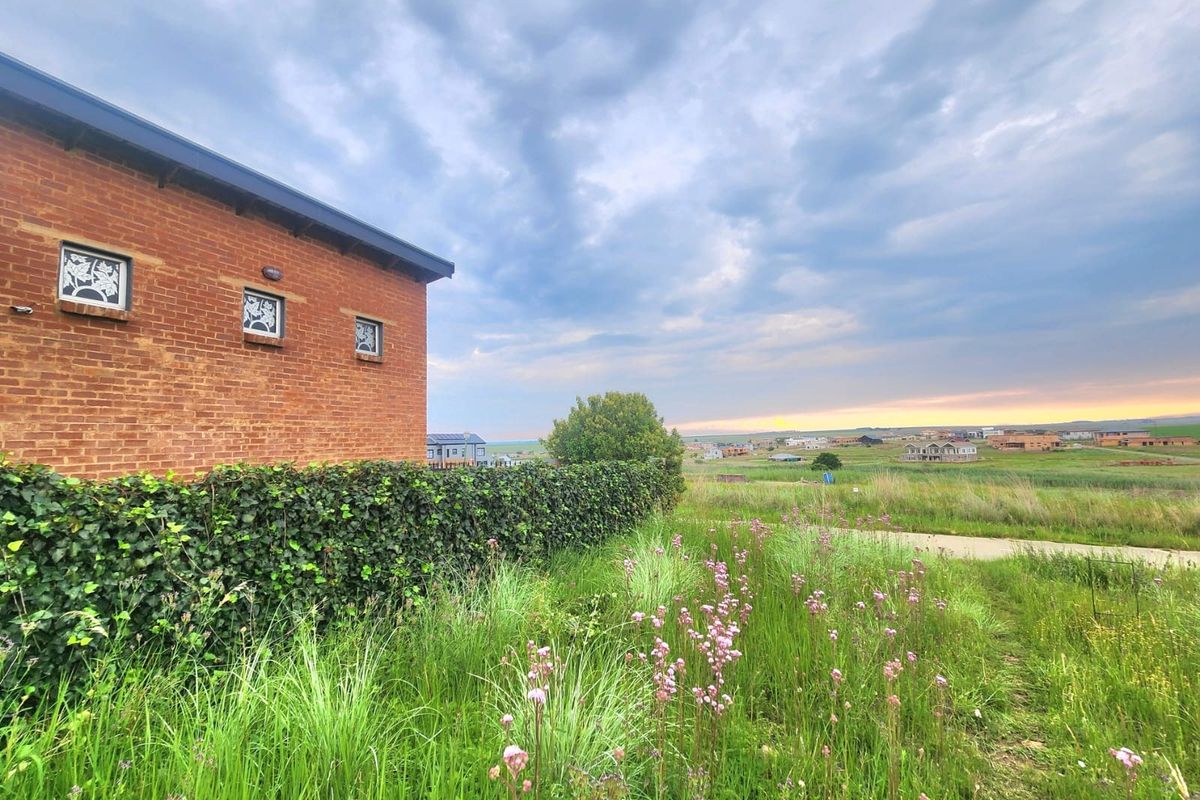 A view of the rear exterior of a face brick residential property, featuring established hedging and a view over the surrounding landscape.