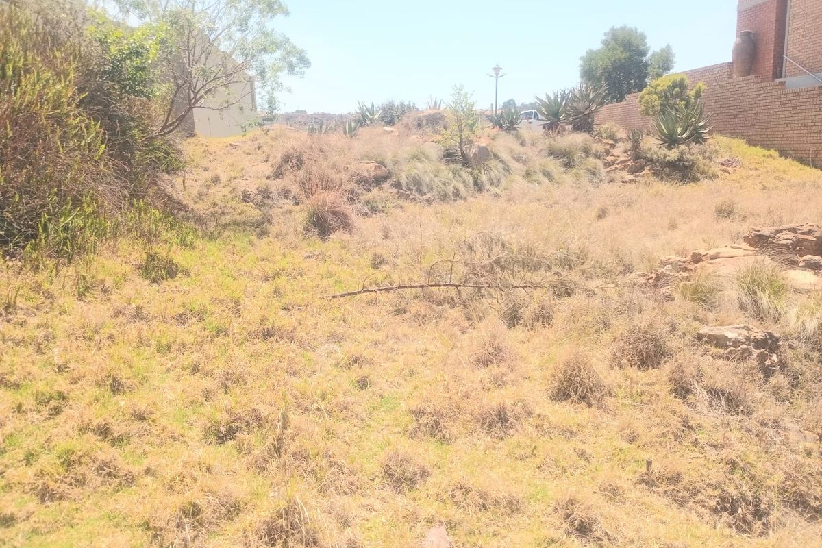 A view of the rear vacant land area featuring natural terrain, overgrown grass, and existing boundary walls.