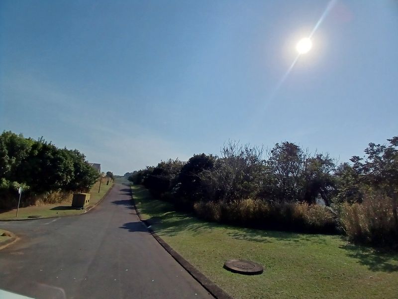 A view of the paved street and surrounding landscaped verge leading towards the residential property.