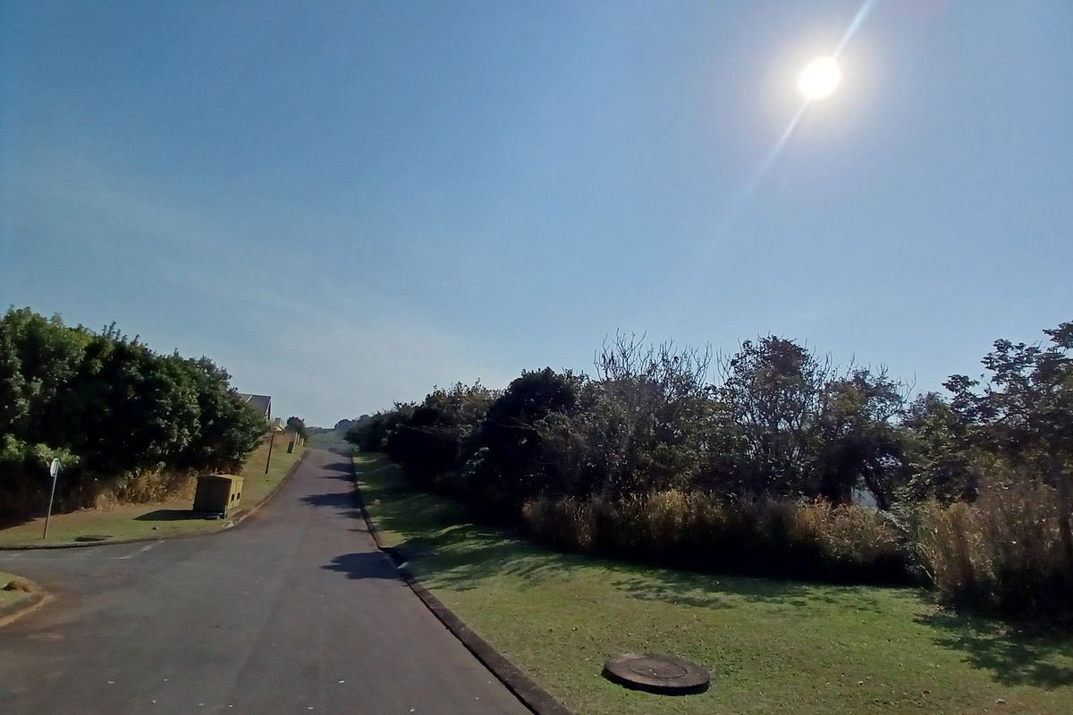 A view of the paved street and surrounding landscaped verge leading towards the residential property.