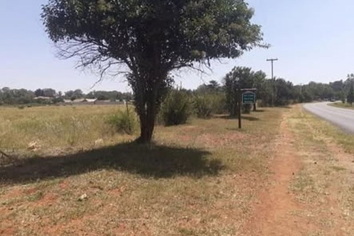 A view of the vacant residential land from the adjacent road, featuring a mature tree and existing real estate signage.