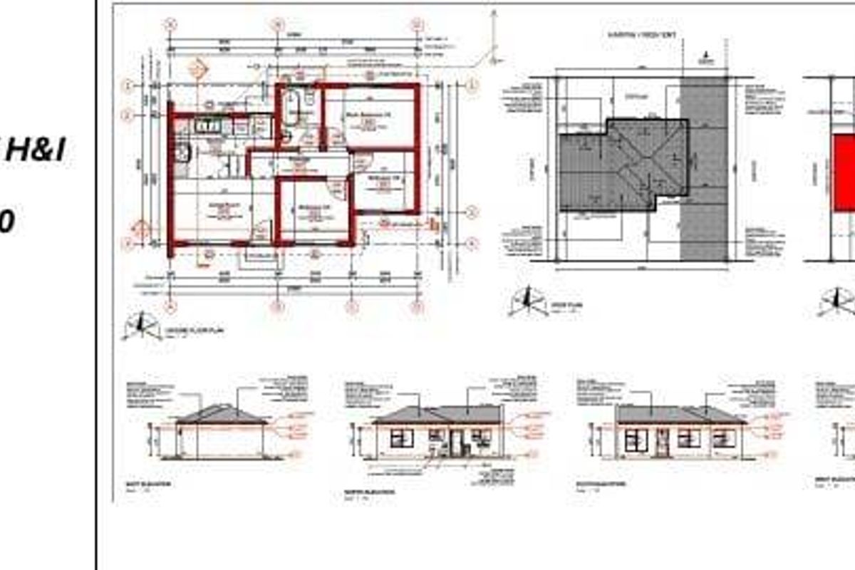 Architectural floor plan and elevation drawings for a 56m2 three-bedroom, one-bathroom residential property.
