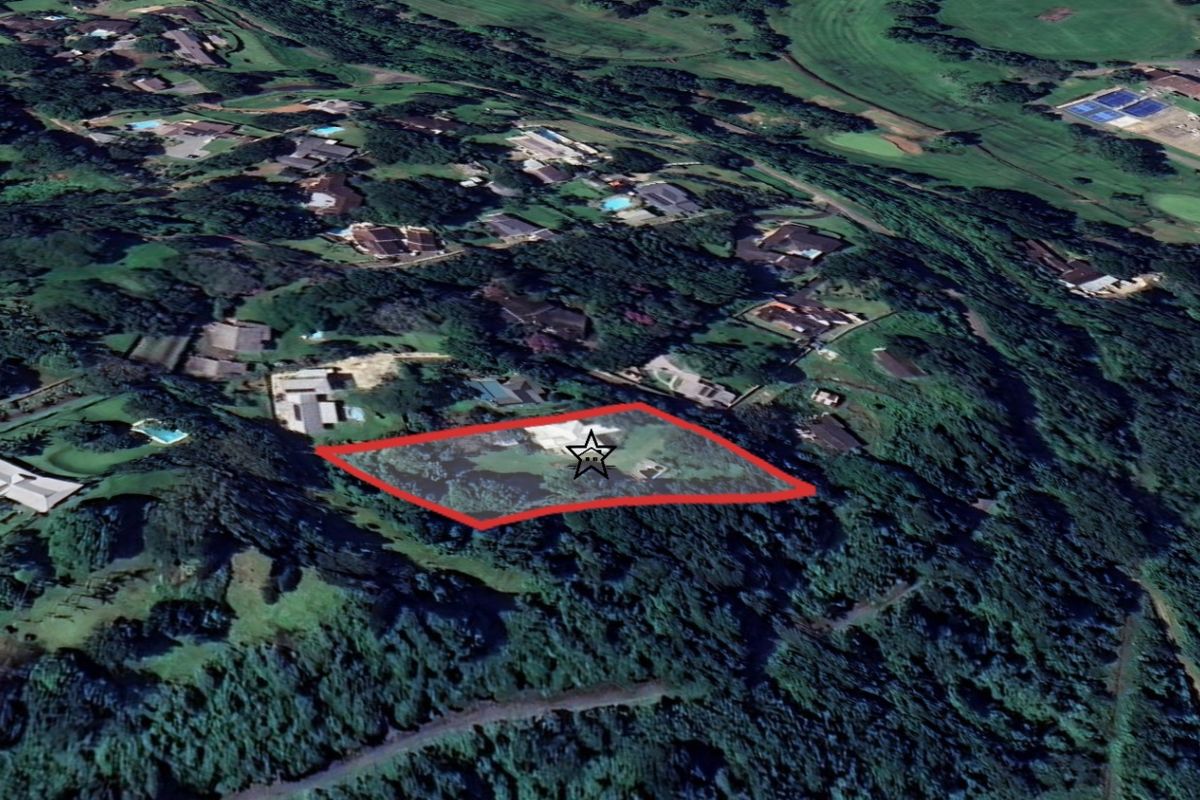 An aerial satellite view showing the property location and surrounding landscape within the estate.
