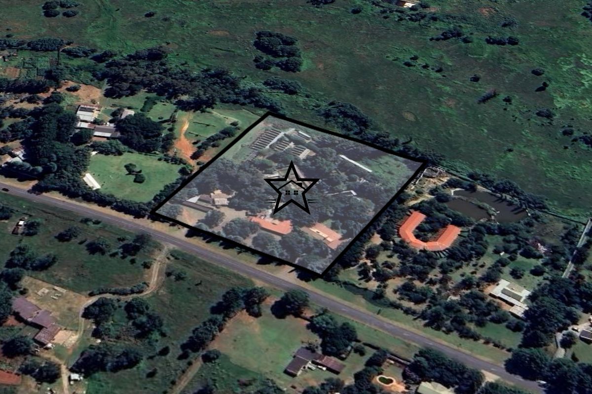 An aerial satellite view showing the property location and surrounding landscape.
