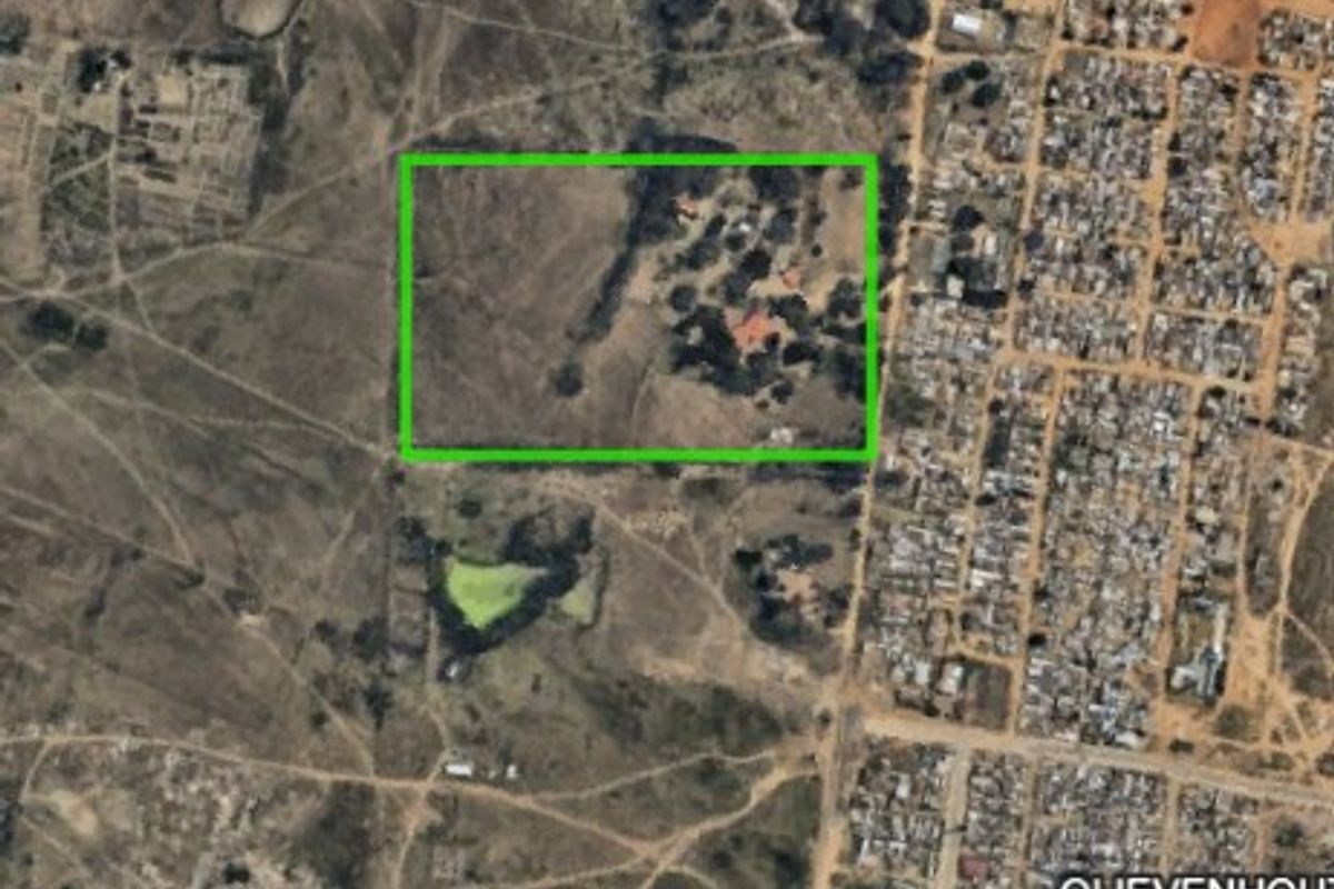 Aerial satellite view of the farm property showing the land boundaries and surrounding landscape.