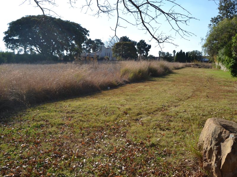 A view of a vacant residential plot featuring open grassland and mature trees, offering a blank canvas for future development.