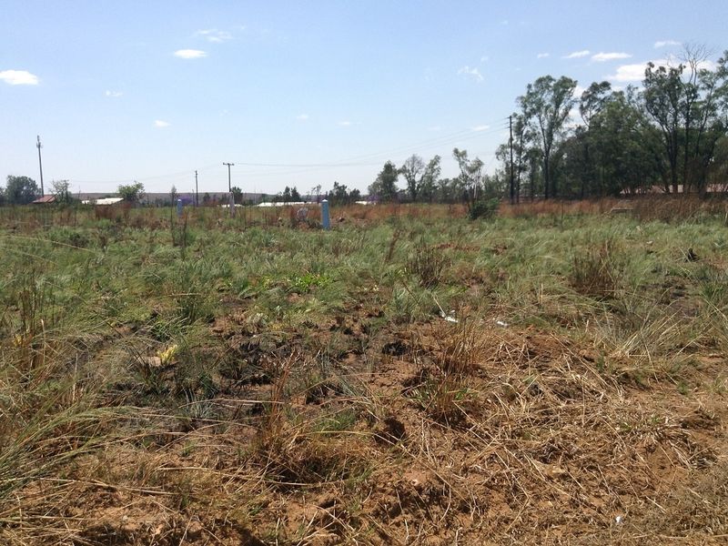 A view of an undeveloped residential plot featuring natural grass and vegetation under a clear sky.