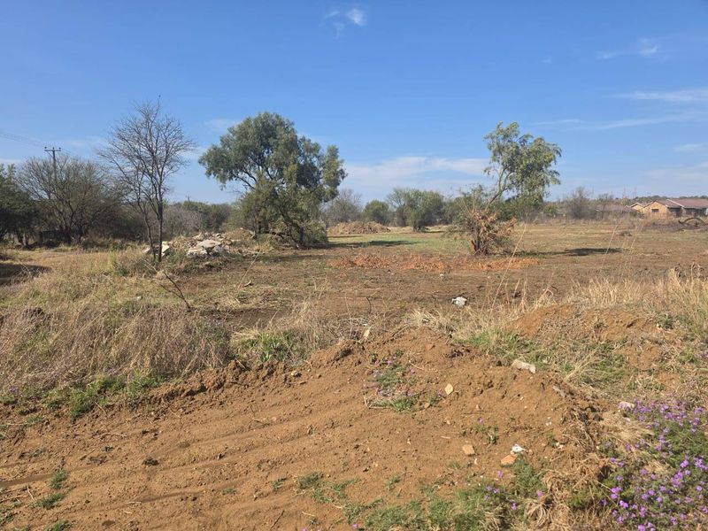 A view of a vacant residential plot featuring natural vegetation, mature trees, and uneven terrain, suitable for future development.