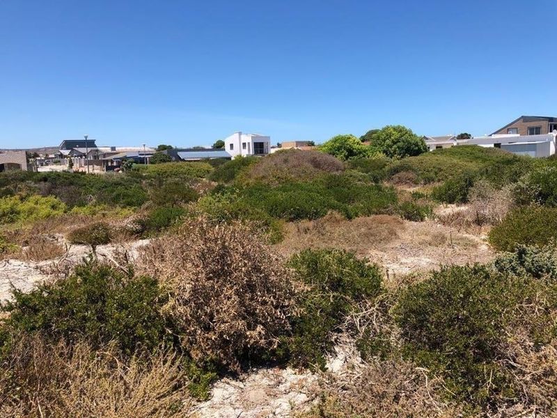 A view of a vacant residential plot featuring natural coastal vegetation and sandy terrain, situated within an established neighbourhood.