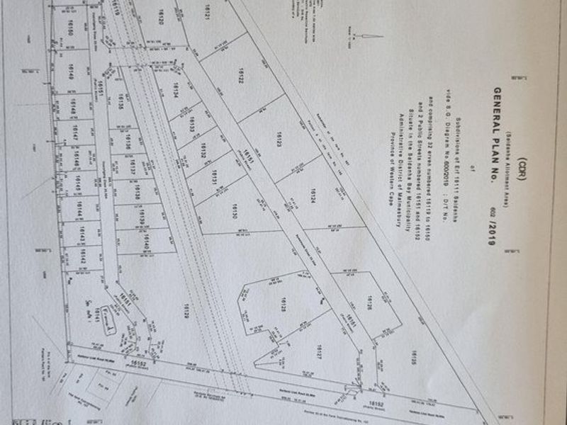 A detailed general plan document outlining the subdivision of erven within the Saldanha Allotment Area.