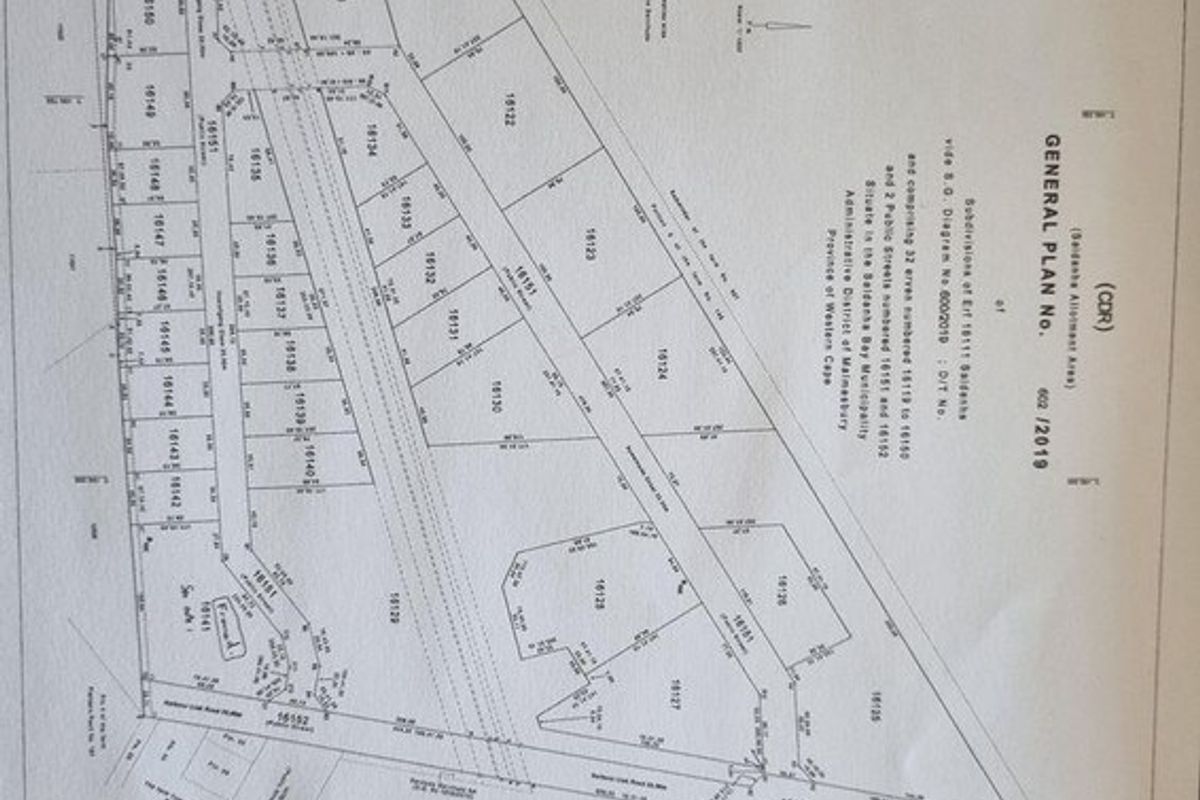 A detailed general plan document outlining the subdivision of erven within the Saldanha Allotment Area.