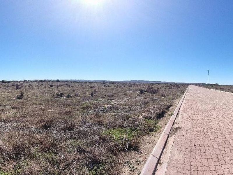 A panoramic view of a vacant commercial land plot featuring paved road access and street lighting infrastructure.
