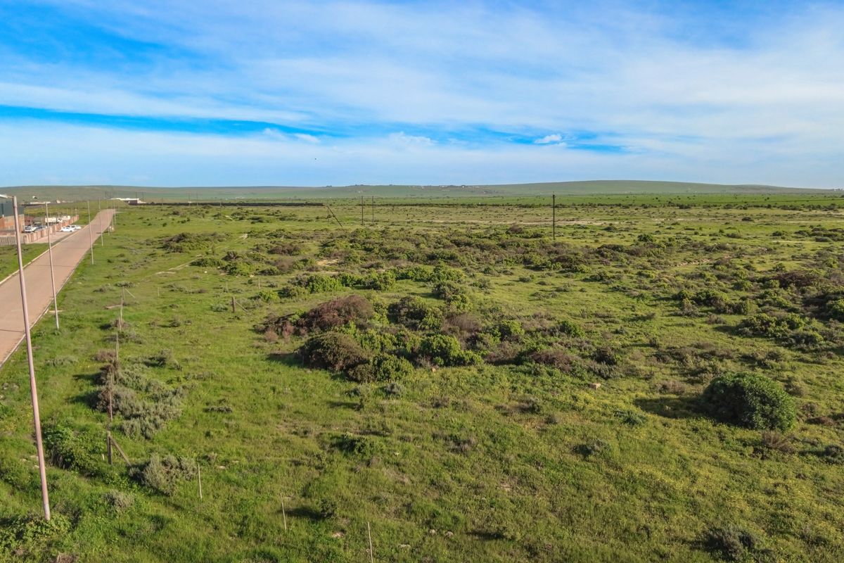 Aerial view of a large, undeveloped industrial land parcel featuring natural vegetation, adjacent road access, and utility infrastructure.