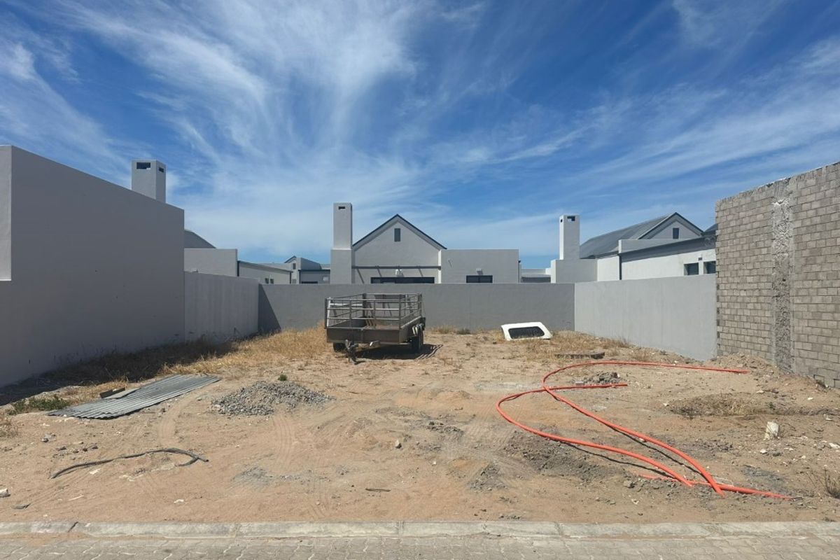 A vacant residential plot featuring boundary walls, ready for landscaping or development in a modern estate setting.