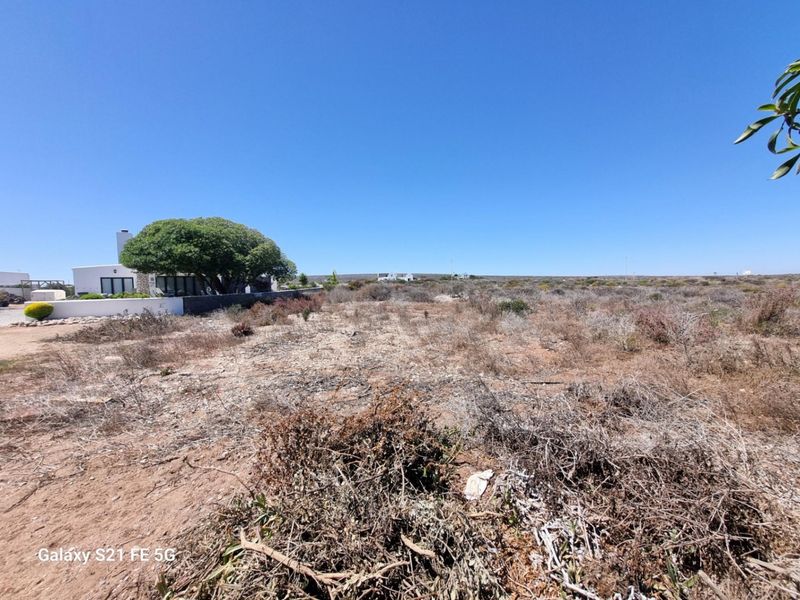 A wide-angle view of a vacant residential plot featuring natural coastal vegetation and surrounding landscape.