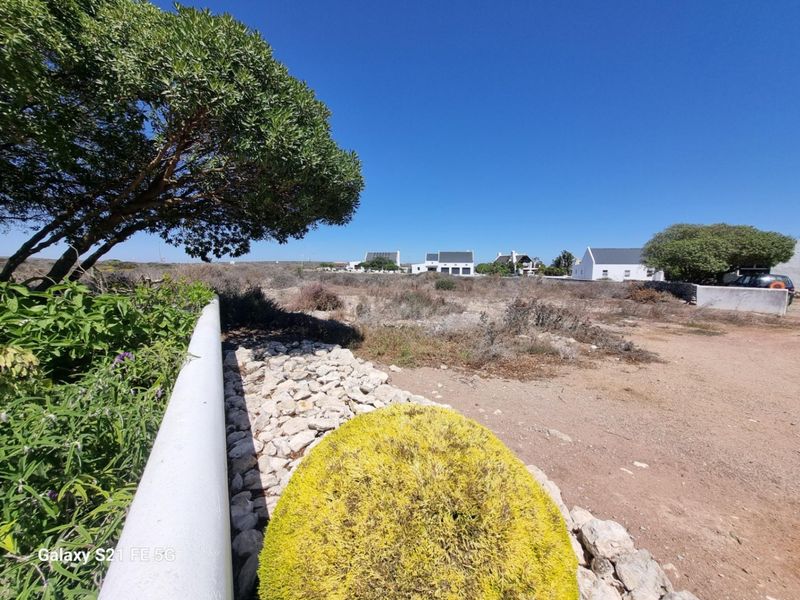 A vacant residential plot featuring natural vegetation, a boundary wall, and surrounding neighborhood views under a clear blue sky.